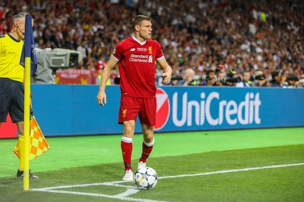 Kiev, Ukrayna - 26 Mayıs, 2018: İngiliz profesyonel futbolcu James Milner sırasında final Uefa Şampiyonlar Ligi Liverpool ve Olimpiyskiy ulusal spor kompleksi, Real Madrid arasındaki maç
