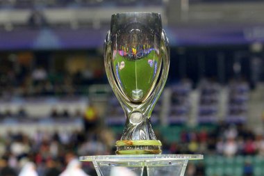 Tallinn, Estonya - 15 Ağustos 2018: Uefa Süper Kupası maç sırasında 2018 Uefa Süper Kupası Real Madrid - Atletico A. Le Coq Arena Stadyumu'nda