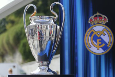 Tallinn, Estonya - 15 Ağustos 2018: Uefa Şampiyonlar Ligi Kupası maç sırasında 2018 Uefa Süper Kupası Real Madrid - Atletico A. Le Coq Arena Stadyumu'nda