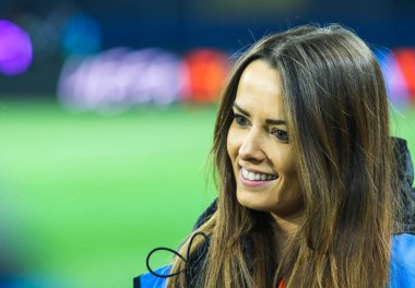 Kharkiv, Ukrayna - 23 Ekim 2018: Manchester City Kulübü fotoğrafçı Victoria Haydn sırasında Uefa Şampiyonlar Ligi maç Shakhtar - Manchester City Metalist Stadyumu'nda 