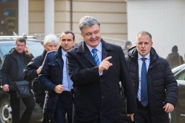 Poltava, Ukrayna-Mart 16, 2019: Cumhurbaşkanı Ukrayna Petro Poroshenko Saray listopad bölgesel kalkınma Konseyi toplantısı sırasında