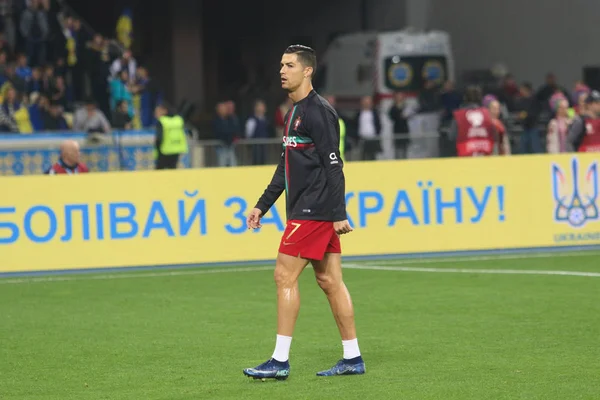 Kyjev Ukrajina Října 2019 Portugalský Profesionální Fotbalista Cristiano Ronaldo Během — Stock fotografie
