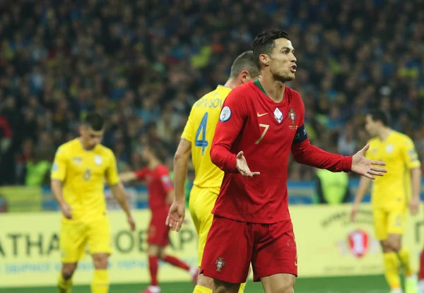 Kiev Ukraina Oktober 2019 Portugisiska Professionella Fotbollsspelaren Cristiano Ronaldo Matchen — Stockfoto