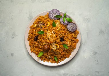 Homemade chicken Biryani. Arabic traditional food clipart