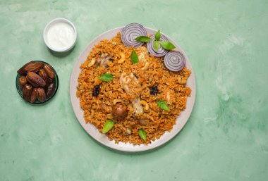 Hyderabadi chicken biryani. The view from the top.