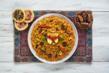 Kerala sebze Biriyani, Hint Mutfak. 