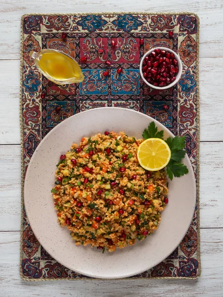 Kisir Traditionelles Türkisches Essen Bulgur Salat Ansicht Von Oben — Stockfoto