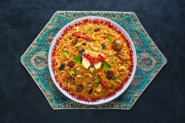 Sebze Biryani, vejetaryen yemek bir siyah. 