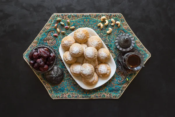 Ramadan background. Egyptian cookies Kahk El Eid.