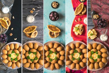 Arap et meze Kibbeh kolaj. Kuzu ve çam fıstığı ile geleneksel Arap içli köfte. 