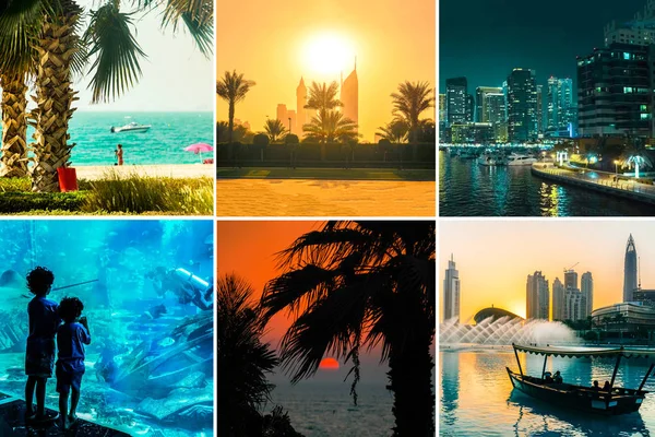 Collage con hermosas vistas de Dubai — Foto de Stock