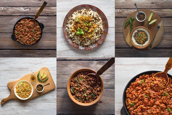 Collage of world cuisine with lentils