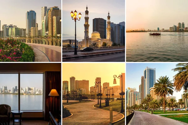 Collage con hermosas vistas de Sharjah. EAU — Foto de Stock