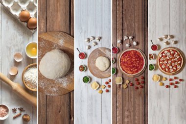 Mantar gıda kolaj ile Italyan pizza pişirme