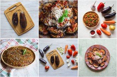 Patlıcan yemekleri resimlerinden kolaj. 