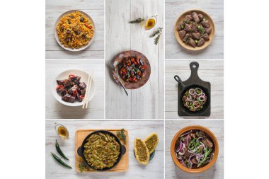 Dünya mutfağının farklı et yemekleri ile kolaj