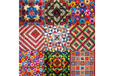 Patchwork dikiş tekniği renk soyut arka plan ile kolaj