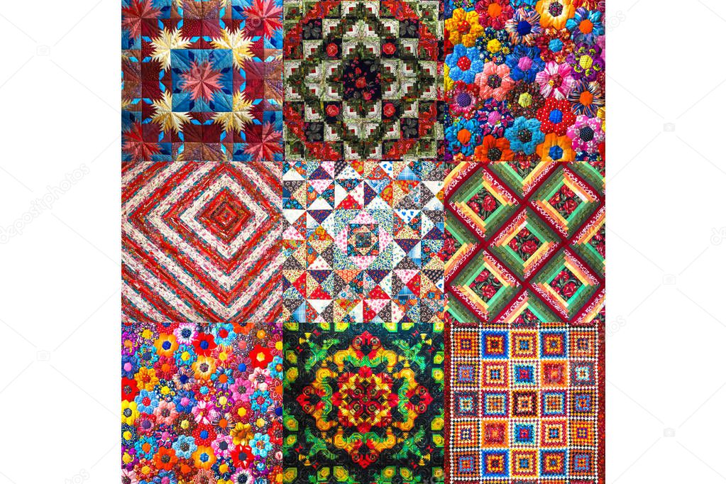 Collage with color abstract background of patchwork sewing technique