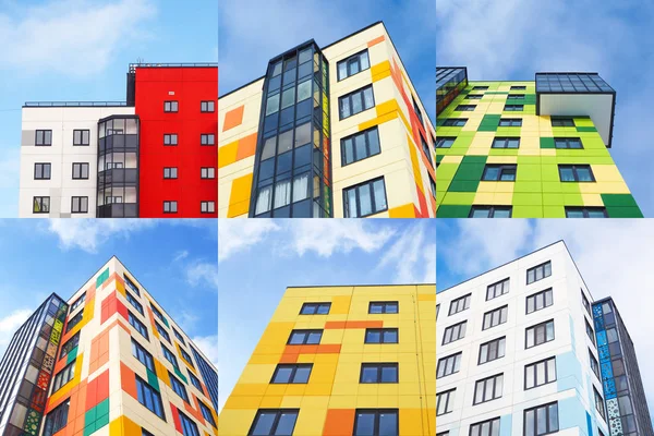 Collage de différentes photos de maisons colorées — Photo