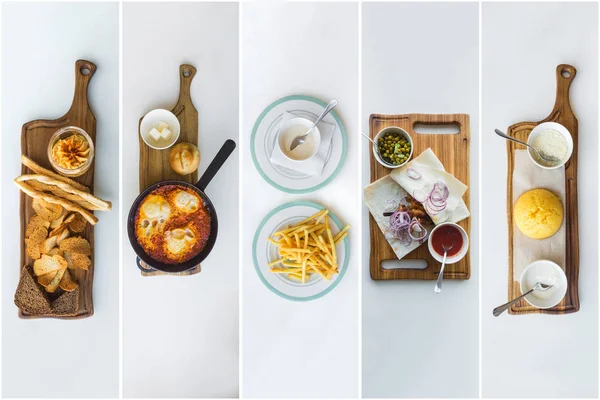 Colagem de diferentes fotos de comida saborosa — Fotografia de Stock
