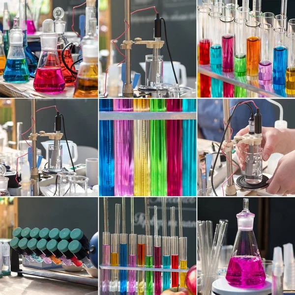 Chemische Collage mit farbigen Reagenzien — Stockfoto