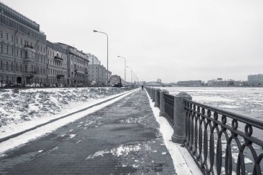 Saint Petersburg 'da N manzaralı boş kış seti.