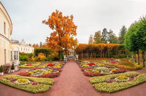 Autunno vista del giardino privato dell'imperatrice Maria Feodorovna vicino al Palazzo Pavlovsk a Pavlovsk. Russia — Foto Stock