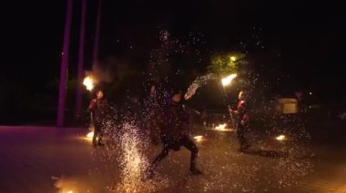 Krasnodar, Rusya - 2 Haziran 2018: açık havada fireshow