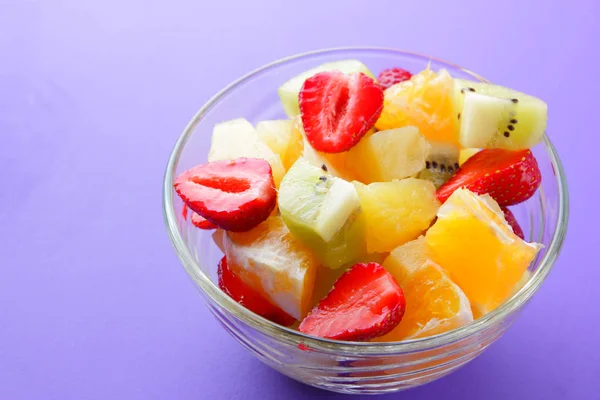 Fruit Salad Pineapple Kiwi Orange Strawberry Multicolored Sliced Fruit Transparent — Stock Photo, Image