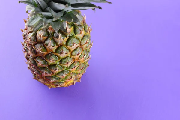 Pineapple Purple Background Exotic Fruit Top View Pineapple Designer Pop — Stock Photo, Image