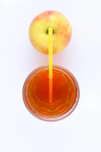 Fresh Juice Transparent Glass Apple Fresh Fruit Juice White Background — Stock Photo, Image