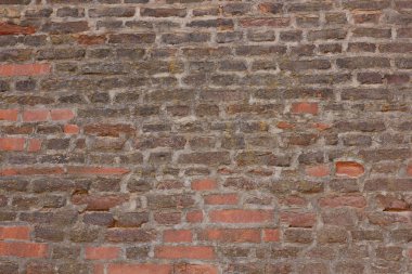 Eski tuğla duvar, tuğla, taş duvar arka plan test ile çimento, tasarımcı için boş bir vintage tarzı desen