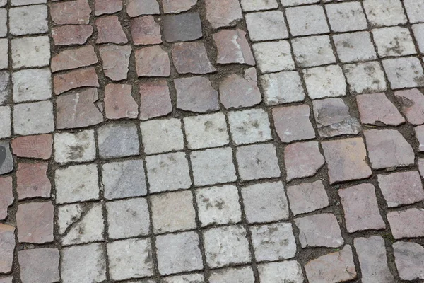 Primeros Planos Cobbles Antiguo Camino Bordeado Una Piedra Praga Textura — Foto de Stock