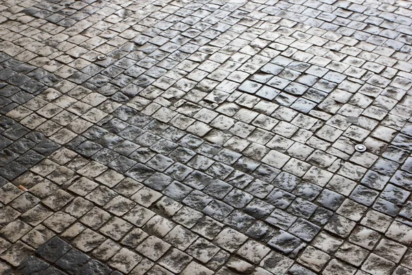 Primeros Planos Cobbles Antiguo Camino Bordeado Una Piedra Praga Textura — Foto de Stock