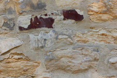 Doğal arka plan, Prag, taş duvar antik bir tapınak duvarına Ortaçağ şehrin antik duvar çimento ile test