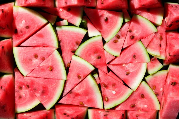 Wassermelonenmuster Viele Wassermelonenstücke Für Ein Großes Unternehmen Natürliches Dessert Für — Stockfoto