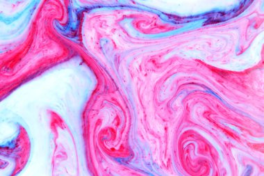 Çok renkli arka plan. Pembe mavi güzel sanatlar. Mavi pembe doku. Renkli boya sıvı içinde lekeleri. Sanat