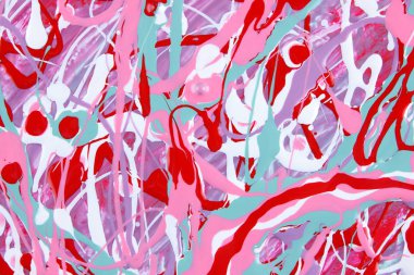 Renkli arka plan. Farklı renkteki boyalar deseni. Kırmızı, yeşil ve beyaz sanat sıvı. Renk doku