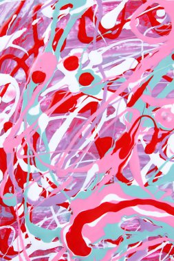 Renkli arka plan. Farklı renkteki boyalar deseni. Kırmızı, yeşil ve beyaz sanat sıvı. Renk doku