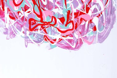 Renkli arka plan. Farklı renkteki boyalar deseni. Kırmızı, yeşil ve beyaz sanat sıvı. Renk doku