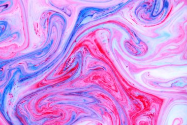 Çok renkli arka plan. Pembe mavi renk ile sanat sıvı. Mavi pembe doku. Sıvı renkli boya lekeleri