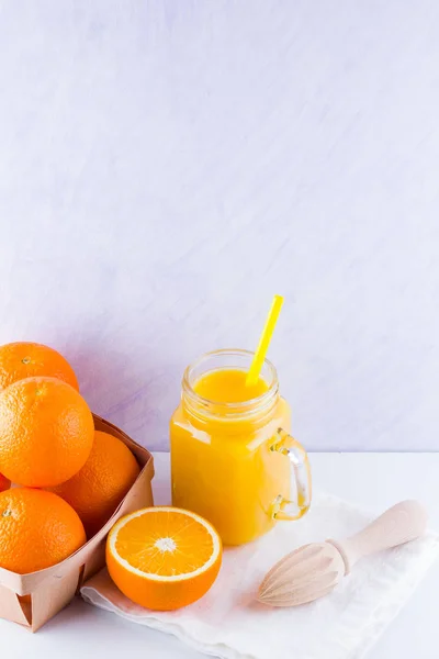 Orange Fruits Juice White Background Citrus Fruit Making Juice Manual — Stock Photo, Image