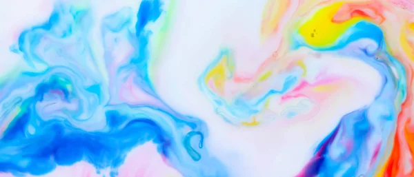 Multicolored background from paints on liquid. Fluid art with different colors. Screen saver. Bright pattern on liquid. Colored paint stains in pop art style