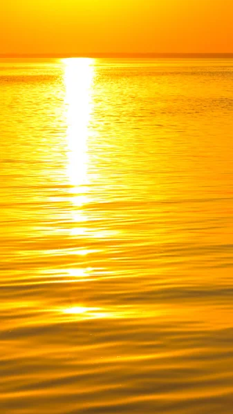 Orange Sonnenuntergang Über Dem Meer Leuchtend Orange Sonne Horizont Des — Stockfoto