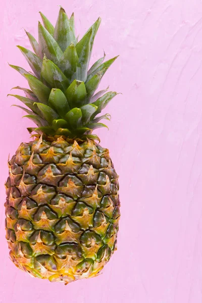 Pineapple on a pink background. Half of pineapple on a pastel background. Tropical fruit in a pop art style. Minimalism. Copy space