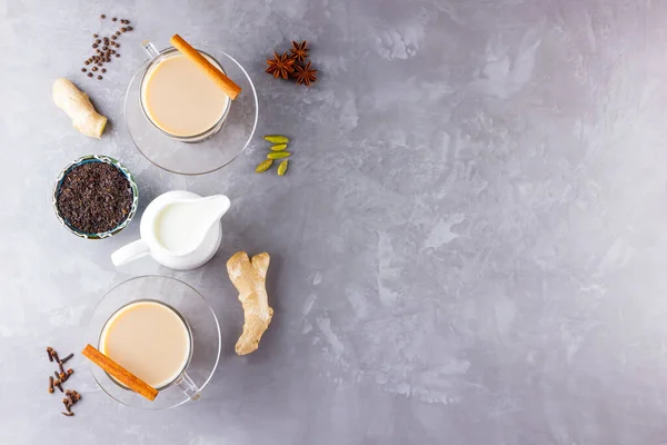 Masala Chai Tee Traditionelles Indisches Getränk Masala Tee Mit Gewürzen — Stockfoto