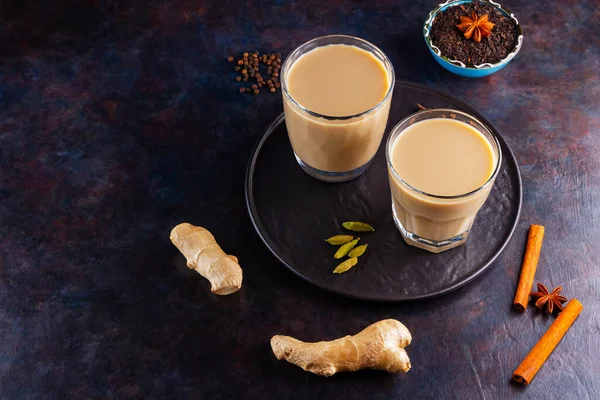 Thé Masala Chai Boisson Indienne Traditionnelle Thé Masala Avec Diverses — Photo