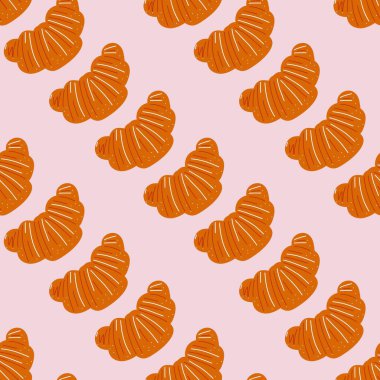 Seamless pattern with croissants, French pastry background vector illustration.