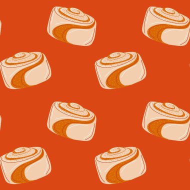 Tarçınlı tarçınlı kusursuz desen, tatlı pastane pastası tatlı arkaplan çizimi.