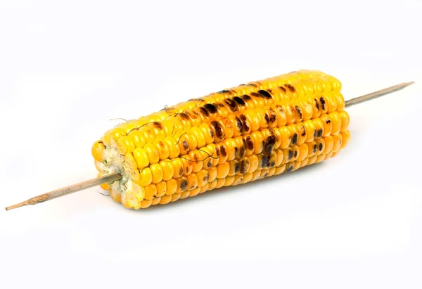 玉米烧烤在白色背景串在分离 — 图库照片